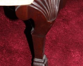 Detail of the leg on the Baker Furniture Historic Charleston Collection wingback chair