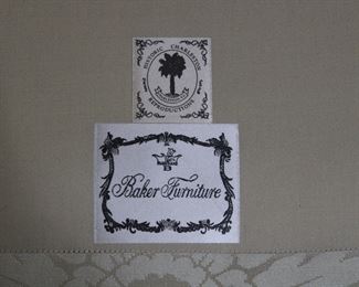 Label on the Baker Furniture Historic Charleston Collection wingback chair