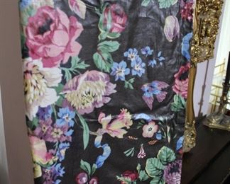 Example of one of the printed tablecloths in the sale, custom made from a glazed cotton chintz