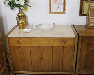 Travertine marble top Mid Century Drexel dresser