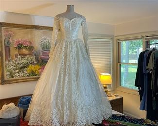c. 1952 wedding dress in superb vintage condition, with its original hoop!