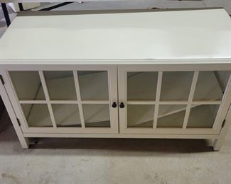 Very Nice White  Wood & Glass TV Stand 