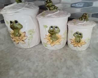 Vinage Frog Canisters Set of 3