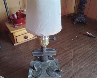 Vintage Cast Iron Stove Lamp
