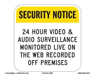 We utilize security cameras that record both video and sound.  If you do not agree with being recorded, this is your notice to not step on the premises