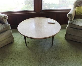 Fab mid century round marble top coffee table