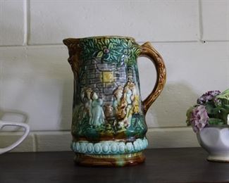 French majolica pitcher
