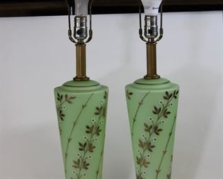 Another view of the 1940's green glass lamps