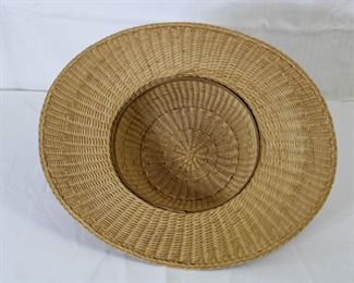 Underside of old woven wicker hat in EXCELLENT condition!