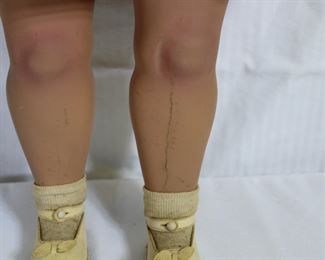 Detail of Alfredo Zellini walking doll in unrestored condition