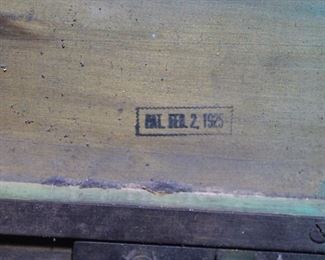 Patent Date on 1920's folding wood table