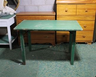 1920's folding wood tables with gorgeous old green paint!