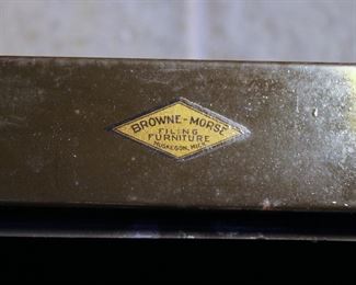 Made in Muskegon! Browne-Morse Filing Furniture double door steel cabinet label