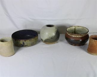 1970's studio pottery bowls, vases, and mug