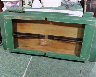 Another, longer folding green 1920's wooden table