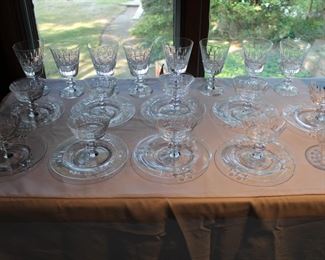 Val St. Lambert goblets, desserts with underplates.