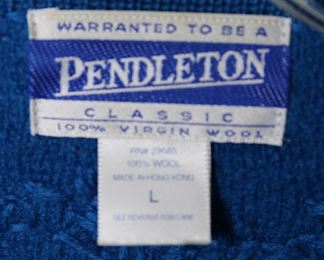 Label on vintage Pendleton 100% wool sweater - Size Large