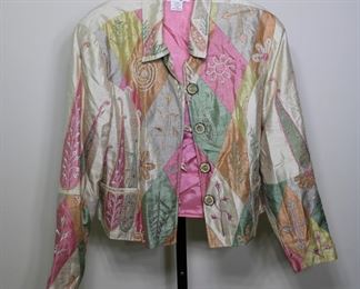 90s Vintage Anage embroidered silk jacket - Size L