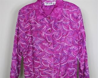 Fantastic fuschia! Anage embroidered silk top - Size L