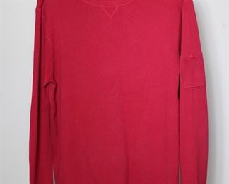 Vintage Field Gear red cotton sweater with patch pocket on sleeve - Size L