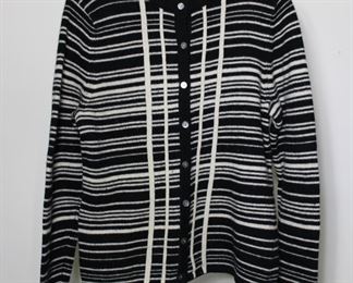 Contemporary Deane & White b&w striped lambswool cardigan - Size L