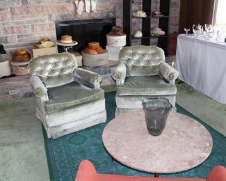 Gorgeous pair of vintage Kindel swivel club chairs