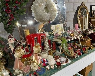 Tons of vintage Christmas decorations including old glass ornaments!