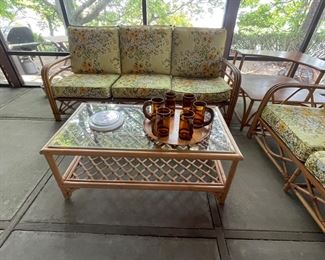 Bamboo coffee table with glass top