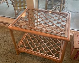 Bamboo glass top end or side table