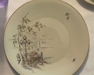 Vintage 1950's Heinrich, H & Co Selb Bavaria Parisian flower vender china tea service for 8