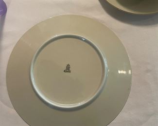 Back of entire plate of the Vintage 1950's Heinrich, H & Co Selb Bavaria Parisian flower vender china tea service