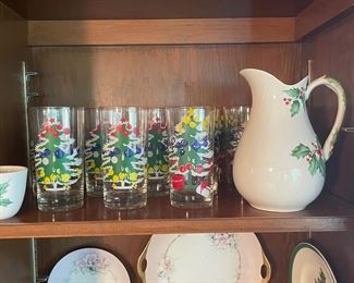 Multiple Libby Glass Christmas Tree glasses