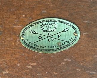 Label on the Old Colony Furniture Co. Neoclassical side table