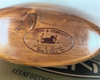 Underside of Bundy and Company wooden duck decoy