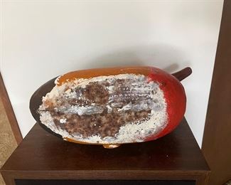 Underside of painted duck figure