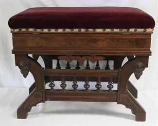 Fabulous Eastlake Style organ bench signed on the underside with C H Hackley, probably made for Charles Henry Hackley