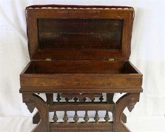 Fabulous Eastlake Style organ bench signed on the underside with C H Hackley, probably made for Charles Henry Hackley