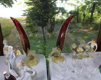 Pair of large and rather glorious mid century Murano glass pheasant figures