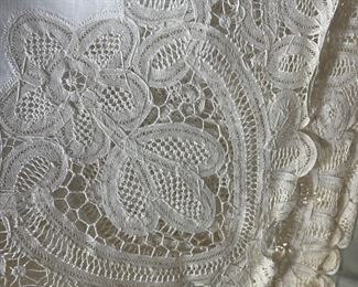 Detail on Belgian napkins showing gorgeous lace