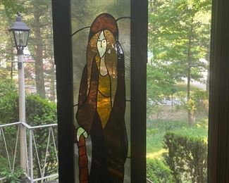 Large FABULOUS Mid Century Modern stained glass window
