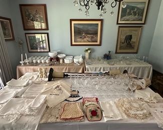 Crystal, Linens, and MilkGlass