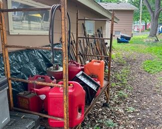 Gas cans and yard tools