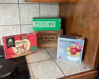 Vintage kitchen smalls in boxes