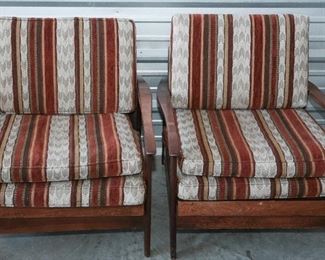 Vtg Wooden Cushioned Chairs Convert to Lawn Chairs
