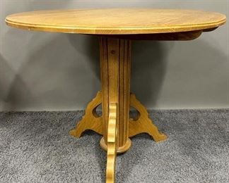 Blonde Oak Pedestal Kitchen Table
