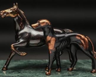 Vintage Metal Horse & Greyhound
