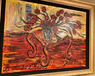 Le Chambre Du Matin, Michele Kennedy. Clay on Canvas, Framed, Signed