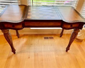 Purchased at the Mart. Game Table. Chess Board/Back Gammon Board. With Drawers. Pull Out Tablets for Drinks or Poker Chips!!