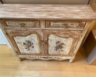 Habersham for Walter E Smithe, Inspired by Claude Monet's Giverny Home ins France. Hand Painted Distressed Cabinet.