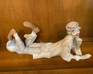 Lladro Laying Down Clown on Ball